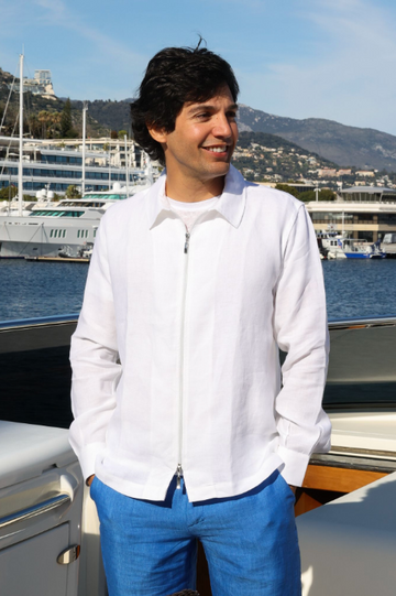 MEN WHITE ZIPPER JACKET